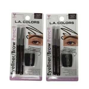 LA Colors Eyeliner Brow Pencil Dark Brown 2 Pack Sharpener Included C62194